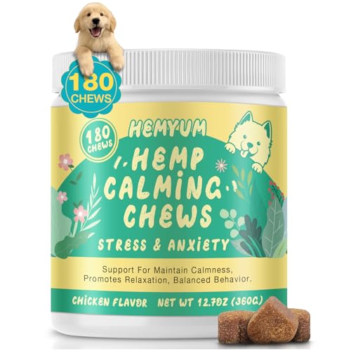 Image of Неmр Calming Chews for Dogs, Anxiety Relief, Sleep Calming Aid, Health & Wellness Supplements for Dog Separation Barking, Chicken Flavor, 180 Chews for All Breeds Ages