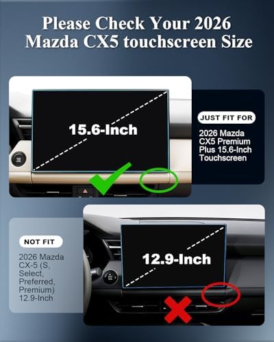 BIBIBO for 2026 Mazda CX5 Screen Protector 2026 Mazda CX5 Premium Plus 15.6" Tempered Glass Film [Resist-Scratches Lessen Fingerprints] 2026 Mazda CX-5 Accessories(Not Fit 12.9" Touchscreen) — view 2