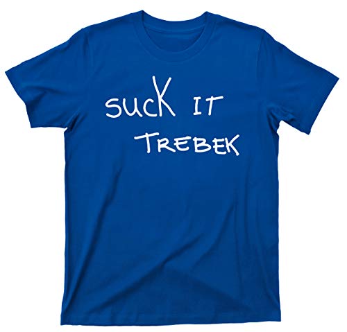 Suck It Trebek T Shirt Celebrity Jeopardy SNL Tee (XXXL Royal Blue)