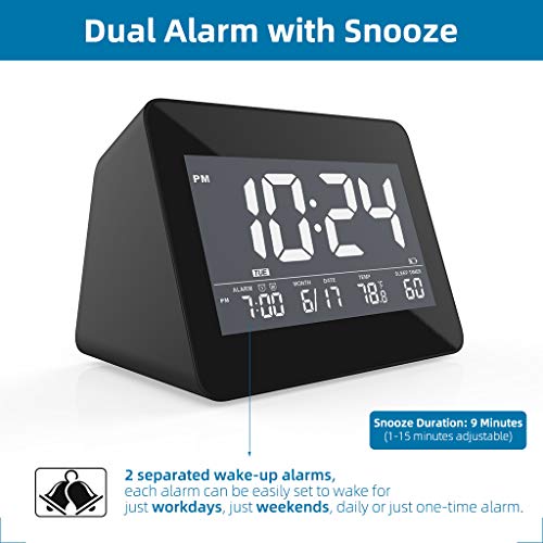 White Noise Sleep Sound Machine Alarm Clock for Home, Adults, Baby, Sleeping, Office Privacy, 8 Nature Soothing Sound, Headphone Jack, Dual Loud Alarm, Sleep Timer, USB Charger - Thumbnail 5