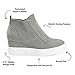Journee Collection Womens Clara Round Toe Inside Zip Wedge Sneakers - Size: 12 - Grey