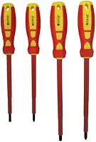 Jogo de Chaves Fenda/Philips Isoladas VDE 4 Peças – Conex | Kit de Ferramentas Elétricas Seguras e Profissionais