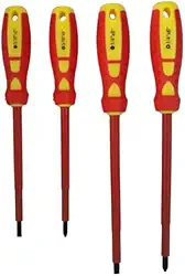 Jogo de Chaves Fenda/Philips Isoladas VDE 4 Peças – Conex | Kit de Ferramentas Elétricas Seguras e Profissionais