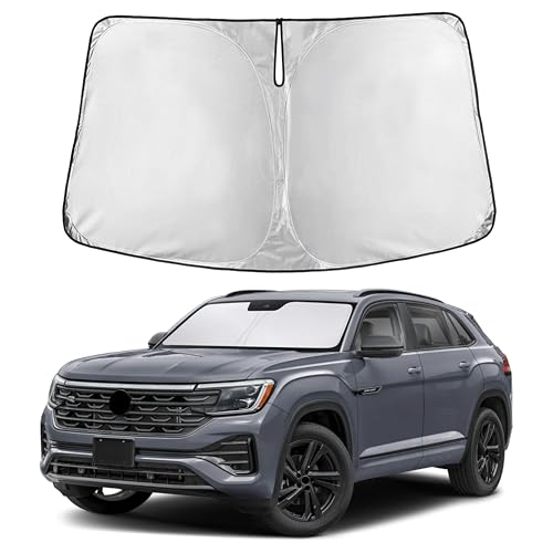 Image of Autovir Windshield Sun Shade Fit for 2018-2024 2025 2026 Volkswagen Atlas Sunshade, Front Car Window Shades Sun Visor, Blocks UV Rays & Heat, Car Accessories