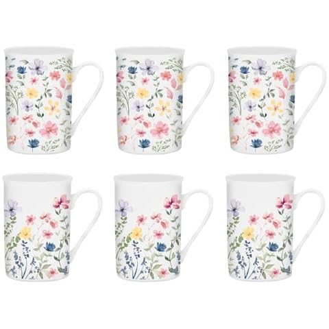 YöL Set of 6 Floral Coffee Mugs Cover