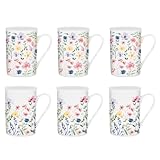 YöL Set of 6 Floral New Bone China Coffee Mugs Afternoon Tea Cups Home Kitchen