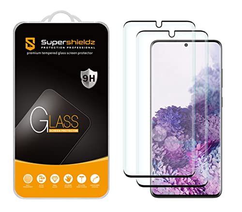 Supershieldz (2 Pack) Designed for Samsung Galaxy (S20 Plus 5G) Tempered Glass Screen Protector, 3D Curved Glass, Anti Scratch, Bubble Free (Black)