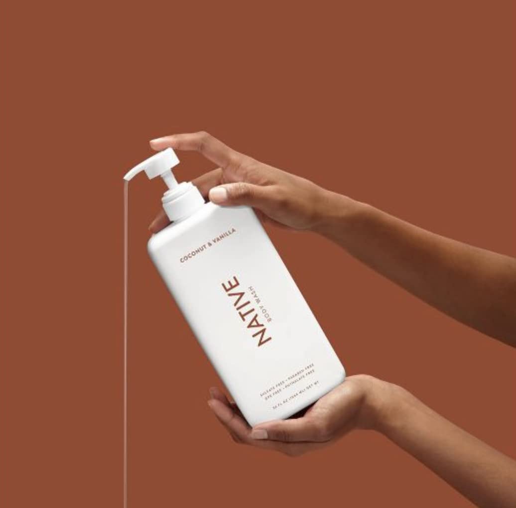 Native Body Wash for Women, Men | Sulfate Free, Paraben Dye with Naturally Derived Clean Ingredients, 36 oz bottle pump- 2 Pack (Coconut & Vanilla) 72.0 Fl Oz