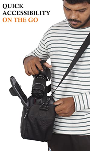 Image of Polyester WF-16 Camera Bag - DSLR Case with Adjustable Shoulder Strap & Rain Cover - for Nikon, Canon, Sony and All DSLR Cameras - Water Resistant - Anti Shock (Grey-Interior)