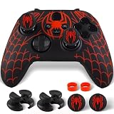 PlayRealm Silicone Skin Cover Sticker x 1 & Extender Grips x 2 for Xbox Series/One Controller Spider