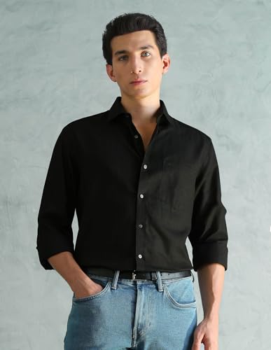 Image of Arrow Solid Slim Fit Formal Shirts for Men - Full Sleeve Shirt for Man