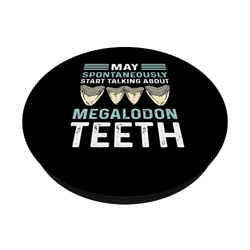 Megalodon Tooth Hunting. Shark Tooth Fossil Tooth Hunter PopSockets Swappable PopGrip, Black - Image 2