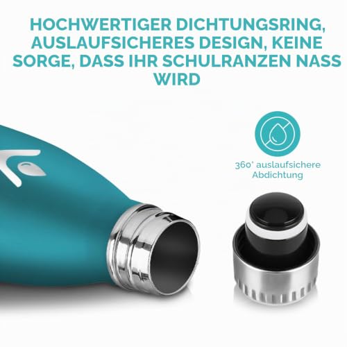 Trinkflasche Edelstahl, Trinkflaschen Kinder, 500ML BPA-frei, Thermosflasche, Wasserflasche Edelstahl Doppelwandig… – Ansicht 3