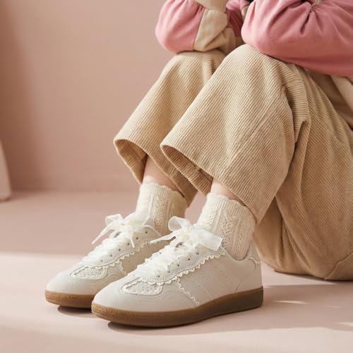 CUSHIONAIRE Belinda Lace Detail Casual Sneakers for Girls – Ribbon Lace-Up Girls Shoes with Soft Cushion Support - Image 3