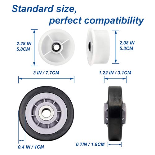 12001541, 303373, 303373K Dryer Drum Roller Kit & 306508 Dryer Tumbler Bearing Kit & 6-3700340 Dryer Idler Pulley & Wp33002535 Dryer Drum Belt Replacement For Maytag, Kenmore, Crosley Clothes Dryer #TOP4