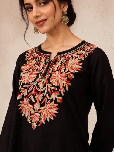 Image of QAZMI Women's Fiza Kashmiri A-Line Short Kurti
