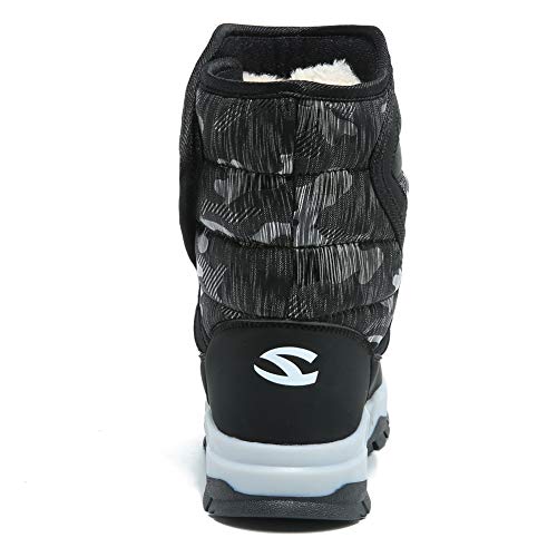 Boys Snow Boots Outdoor Waterproof Winter Kids Shoes Big Kid 4.5, Black - Thumbnail 5
