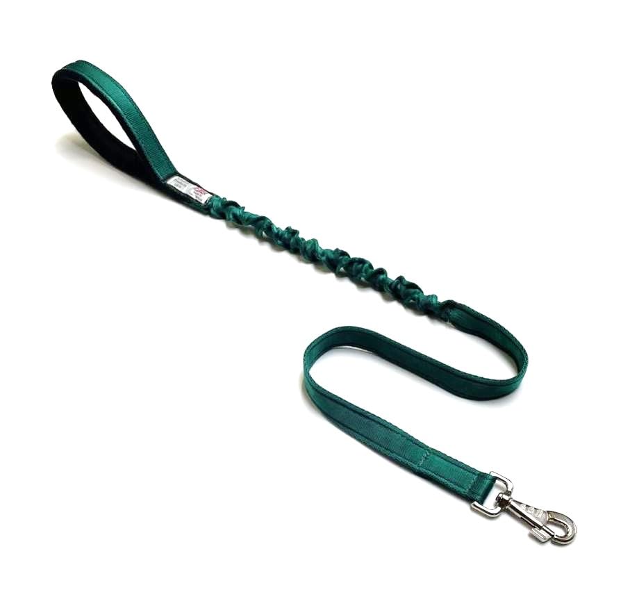 Dog Lead With Shock Absorbing Bungee Cord Training Walking Leash Soft Padded Handle (76" (1.9 Metres), Forest Green) — image 1
