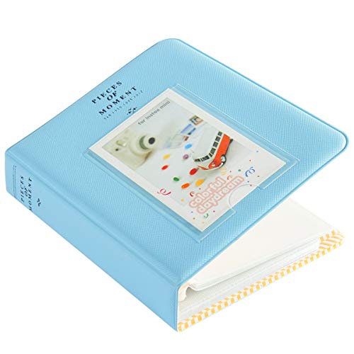 Image of ZENKO 64 Pockets Photo Album for Fujifilm Instant Mini 13 /12 /11 /9 /8 /SE /41 /99 /Evo /Liplay Instant Camera /Mini Link Printer, Polaroid Snap Touch PIC-300 Z2300 Mint Zip Instant Camera Printer- Sky Blue