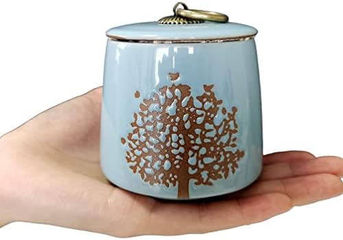 Small Cremation Urns for Human Ashes Adult Male Female – Tree of Life Blue Decorative Urns Mini Pet Urn for Dogs Cats Ashes Keepsake Memorial Box Funeral Set Burial Urns for Cremated Remains Ash Vial