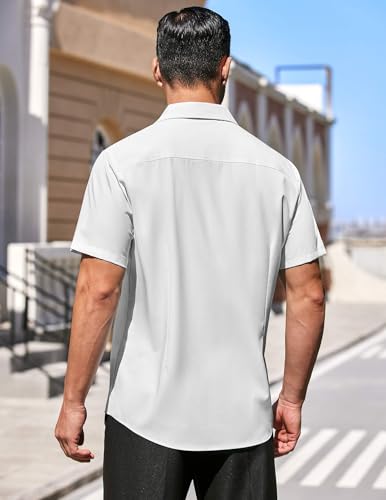 COOFANDY Men's Dress Shirts Short Sleeve Wrinkle Free Business Textured Shirt Casual Button Down Shirts4