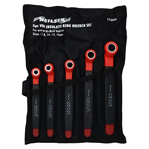 AB Tools 5pc VDE Insulated Ring Spanner Wrench Set 7mm – 14mm Electricians 1000V AC