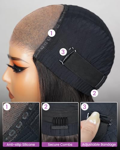Image of Arabella 5x6 Wear and Go Glueless Wigs Human Hair Pre Cut Lace 210% Density Lace Front Wig Human Hair Real Pre Bleached Knots Upgraded Water Wave Curly Wig (26inch, 5X6 Water Wave Wig)