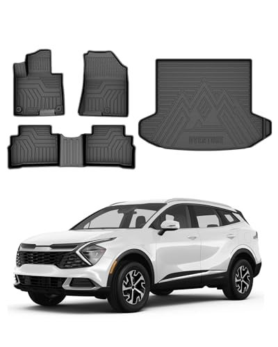 Powerty Floor Mats & Cargo Liner for 2023-2025 Kia Sportage (Not for Hybrid) Accessories Floor Mats 2 Row Liner Set All Weather TPE 3D Floor Liners&Rear Cargo Mat
