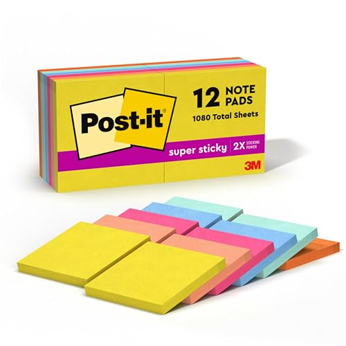 Post-it Notes bloc de notes repositionnables 76x76mm été 12 u
