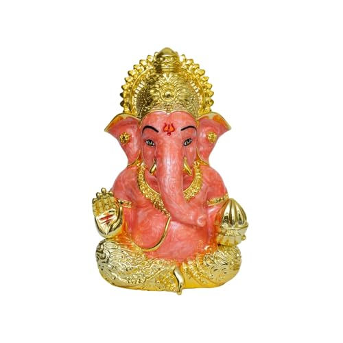 Image of Pearl Pink Mini Labdhi Ganesha Ganesh Ganpati Bappa Idol Statue murti for Car Dashboard, Home Decor, Office & Gifting | Height 3.3 Inch