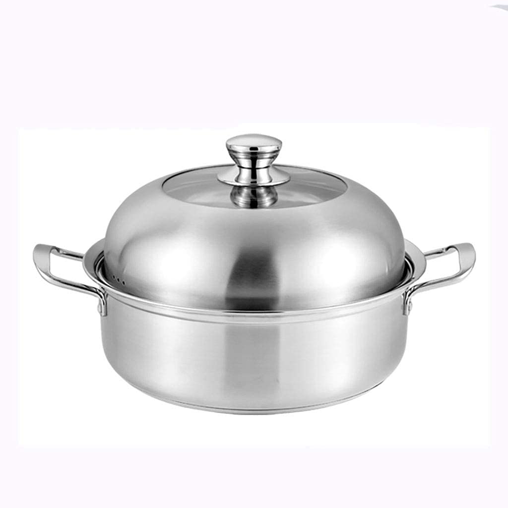 IUokLU Stock Pot/Steamer, Household 304 Stainless Steel Soup Pot with Steaming Slice, for Gas Stove/Induction Cooker,32cm,32cm(28cm)