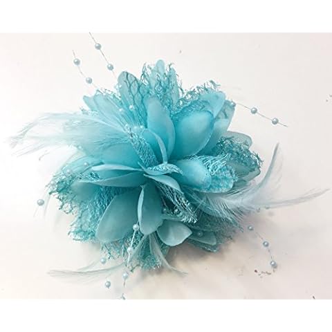 Light Turquoise Flower Corsage Hair Clips Cover