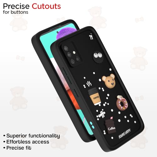 Image of Pikkme Back Cover for Samsung Galaxy A51 | 3D Cartoon Silicone Case Cute & Fun Full Protective Bumper Cover (Black)