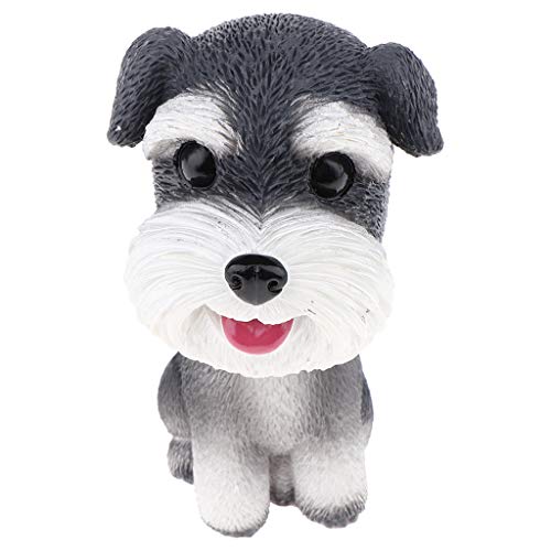Preisvergleich Produktbild CUTICATE Mini Wackelkopf Welpe Wackelkopffigur Hund Haustier Spielfigur Spielzeug für Auto Armaturenbrett Dekoration - Schnauzer