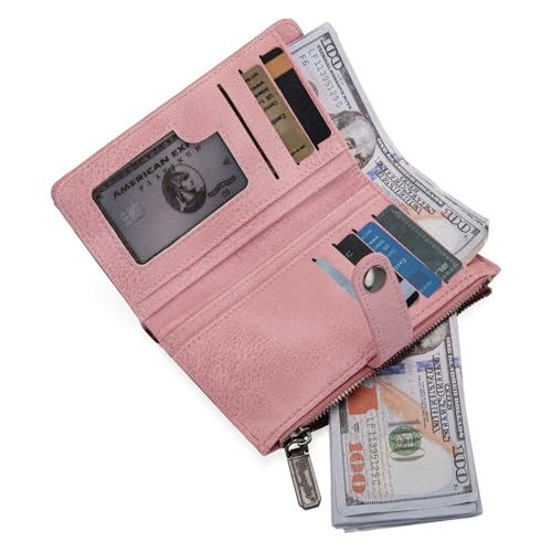 Wrangler Wallet for Women Cow Print Bifold Wallet Women's Wallets, Card Cases & Money Organizers Women Pink Wallets for Womens Female Cash Wallett with ID Window WG133-W002PK - image 5