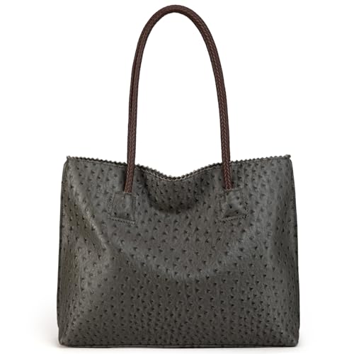 Image of Milan Chiva Tote Bag for Women with Zipper Large Ostrich Vegan Leather Shoulder Purses and Handbags
