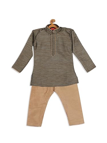 Image of VASTRAMAY Baby Boys Silk Blend Printed Infant Azure and Kurta Pyjama Set