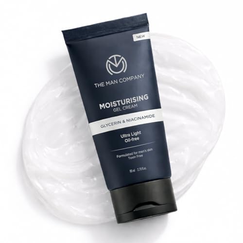 Image of The Man Company Moisturising Gel Cream for Men | 80 ml | With Niacinamide, Glycerin & Squalane | Lightweight Oil-Free Face Moisturizer | 24-Hour Hydration | Controls Excess Oil | Non-Sticky Formula | Strengthens Skin Barrier | All Skin Types
