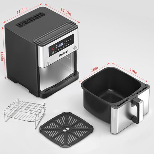 Image of Air Fryer, 10 Quart Large Air Fryer with 6 Cooking Functions, 1700W | 10 Quart Capacity, 1700W Power, 6 Cooking Functions, 400F Temp Controls in 5 Increments, Nonstick Dishwasher-Safe Parts