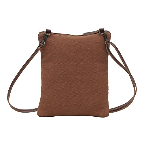 Myra Bag Western Canvas Crossbody Bag for Women - Cotton and Upcycled Leather Shoulder Bag Soft Brown3