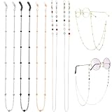 Lumivra 5-Piece Metal Beaded Eyeglass Chain Set in Gold, Silver, Rose Gold, White & Black - 70cm Stylish Neck Strap for Sunglasses & Reading Glasses