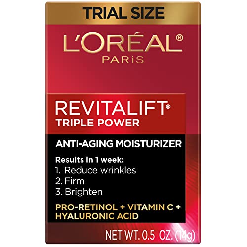 L'oreal Paris Revitalift Triple Power Anti-Aging Face Moisturizer, Pro Retinol, Hyaluronic Acid & Vitamin C, Reduce Wrinkles .5 Oz #TOP1