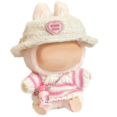 LAJUP Ropa De Muñeca De 17 Cm Adecuada para Muñecas Ropa Rabubu De 17 Cm, Accesorios Rosa, 1 Sombrero, 1 Cámara Decorativa, 1 Suéter, Sin Muñeca