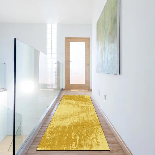 Alfombra antideslizante amarilla de pasillo: la solución lavable y abstracta contra resbalones 6