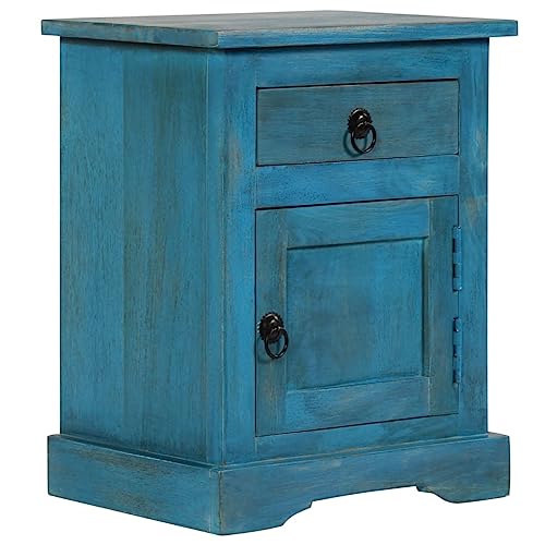 vidaXL Table Chevet - Comodino in legno massiccio, colore: blu