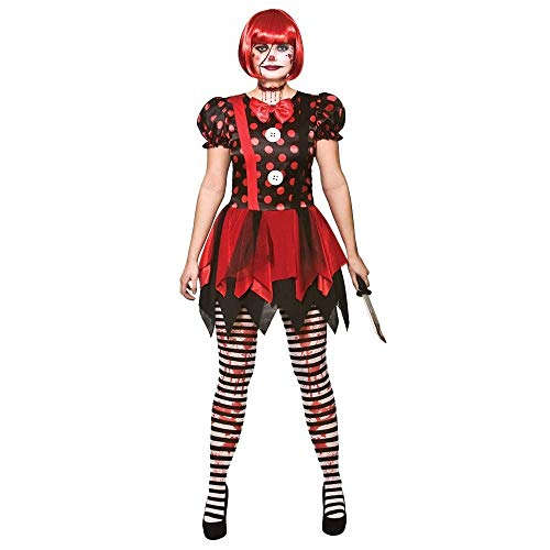 A2ZFD Women Horror Clown Lady Costume + Bloodlust Wig + Candystripe with Blood Tights : Halloween Fancy Dress (Small (UK 10-12)) (6070WC CS5) - Image 2