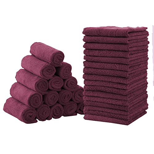 Image of CORAL DOCK Baby Washcloths, Newborn Essentials Super Absorbent Baby Wipes, Gentle on Sensitive Skin for New Born Face, Baby Registry as Shower for Girls and Boys, Burgundy, 9x9 Inch (Pack of 32)