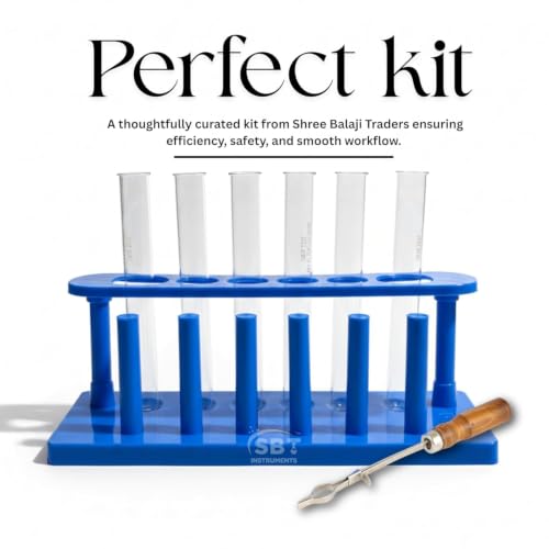 Image of 11 Items Chemistry Lab Kit | Borosilicate Glass Test Tubes Set with Stand, Holder, Brush, Dropper & Spatula for Science Experiments