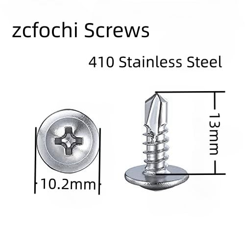 zcfochi Screws?300pcs?#8×1/2” for Sheet Metal Self-Tapping Screws 410 Stainless Steel Phillips Modified Truss Head Self-Drilling Screws High-Strength Quick Tapping Screws (#8x1/2)