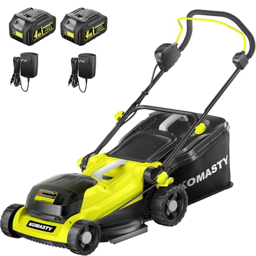 40V Electric Lawn Mower 15' Cordless Battery Powered Mower, 2 in 1 Mulching Lawnmower with 5-Position Height Adjustment, Push Lawn Trimmer with 10.6 gallon Bag, 2X4.0Ah Battery and 2 Chargers included